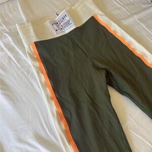 Olive Green and Orange Stripe Adam Selman Leggings | Boxing style Revolve